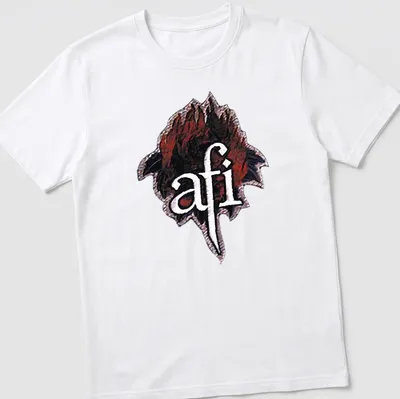 Detailed graphic of a red rose with AFI logo in black and white — printed on a unisex t-shirt