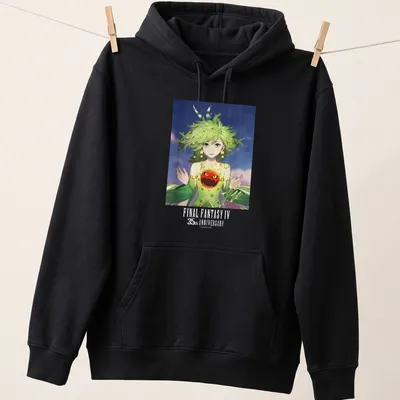 Anime illustration of Rydia from Final Fantasy IV with colorful details — printed on a unisex hoodie