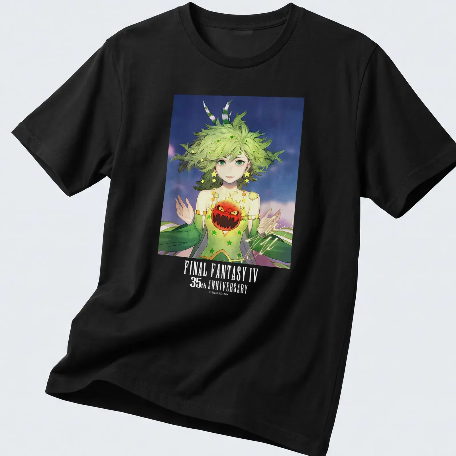 Anime illustration of Rydia from Final Fantasy IV with colorful details — printed on a unisex t-shirt