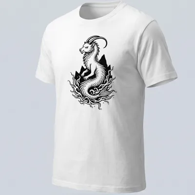 Stylized black and white line art of a sea goat for Capricorn lovers