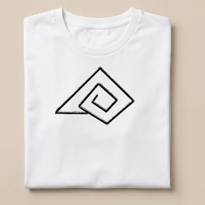 Minimalist line-art design of a shell in black and white