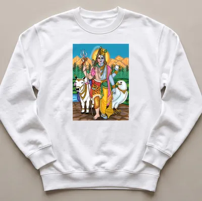 Digital drawing of Lord Harihara featuring Shiva and Vishnu in vibrant colors — printed on a unisex sweatshirt