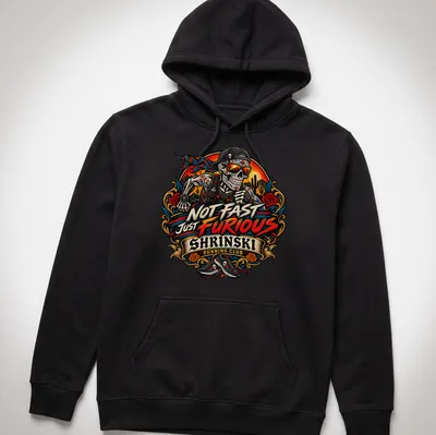 Illustrative t-shirt with vibrant colors featuring a skull runner and humorous text. — printed on a unisex hoodie