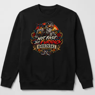 Illustrative t-shirt with vibrant colors featuring a skull runner and humorous text. — printed on a unisex sweatshirt