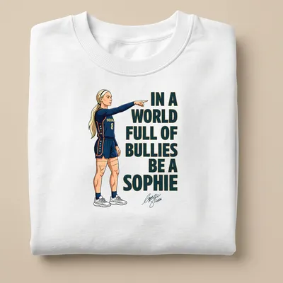 Illustrative design featuring a volleyball player with inspirational text against a navy blue background — printed on a unisex sweatshirt