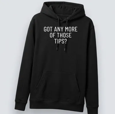 Black and white t-shirt with humorous sports betting phrase — printed on a unisex hoodie