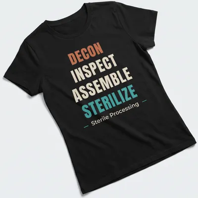 Modern typography shirt honoring Sterile Processing Technicians — printed on a women's shirt