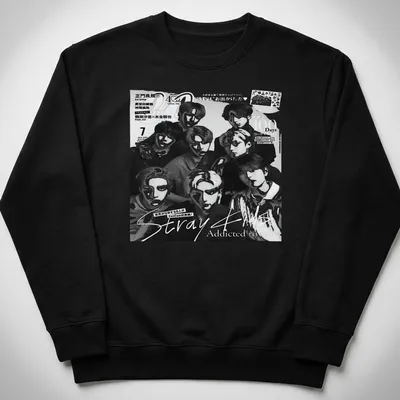 Vintage magazine cover style T-shirt with young men in black, white, and gray. — printed on a unisex sweatshirt