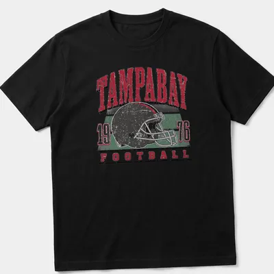 Retro distressed Tampa Bay football helmet t-shirt with bold lettering