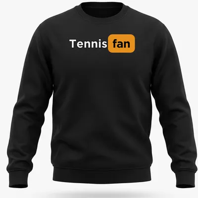 Bold typography Tennis Fan t-shirt in black, orange, and white. — printed on a unisex sweatshirt