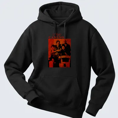 Modern graphic t-shirt featuring The Band CAMINO in red and black — printed on a unisex hoodie