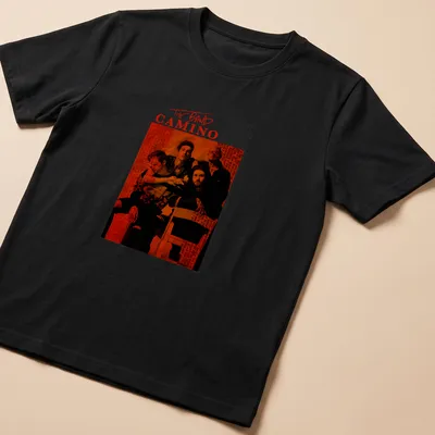 Modern graphic t-shirt featuring The Band CAMINO in red and black