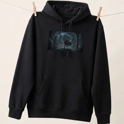 Dark Souls t-shirt featuring an armored knight and the text 'You Died' in fantasy dark art style — printed on a unisex hoodie