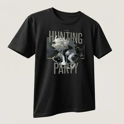 Abstract graphic featuring creature design and text for Linkin Park fans. — printed on a unisex t-shirt (angled view)