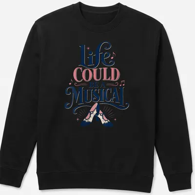 Vintage typography shirt featuring high-heeled shoes and musical quote — printed on a unisex sweatshirt