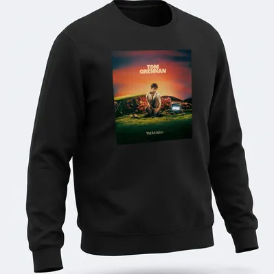 Vibrant surreal Tom Grennan t-shirt with colorful text and design — printed on a unisex sweatshirt
