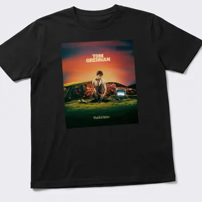 Vibrant surreal Tom Grennan t-shirt with colorful text and design