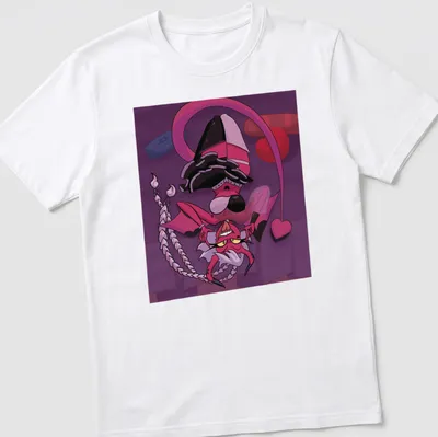 Colorful cartoon T-shirt featuring Valentine Verosika with bold lettering