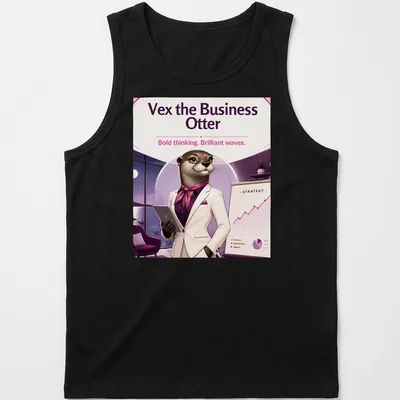 Business otter illustration with text on a colorful — printed on a tank top