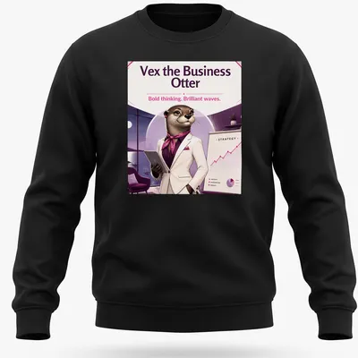 Business otter illustration with text on a colorful — printed on a unisex sweatshirt