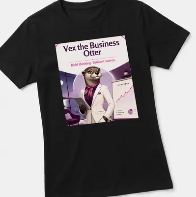 Business otter illustration with text on a colorful — printed on a women's shirt
