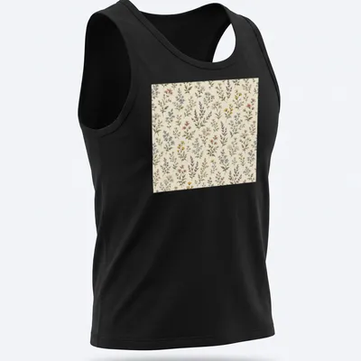 Vintage wildflower meadow pattern in pastel colors — printed on a tank top