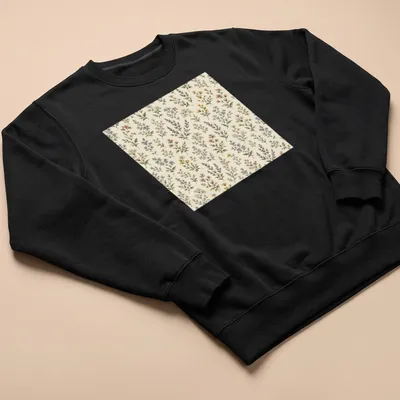 Vintage wildflower meadow pattern in pastel colors — printed on a unisex sweatshirt