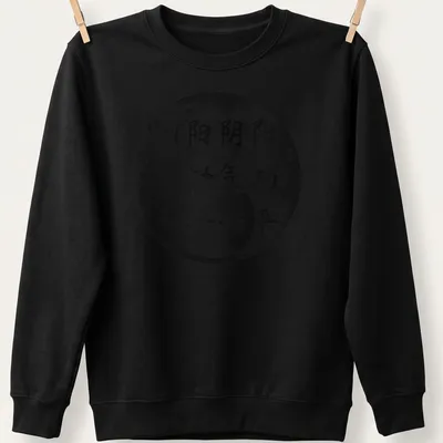 Distressed t-shirt featuring the Yin Yang symbol and Qigong text in black and white — printed on a unisex sweatshirt