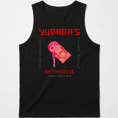 Vibrant graphic t-shirt featuring Yubaba's Bathhouse from a beloved animated film. — printed on a tank top