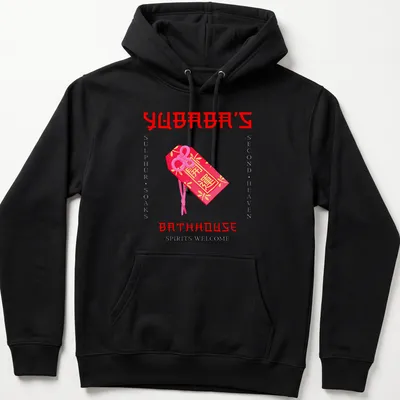 Vibrant graphic t-shirt featuring Yubaba's Bathhouse from a beloved animated film. — printed on a unisex hoodie