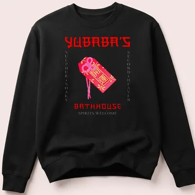 Vibrant graphic t-shirt featuring Yubaba's Bathhouse from a beloved animated film. — printed on a unisex sweatshirt